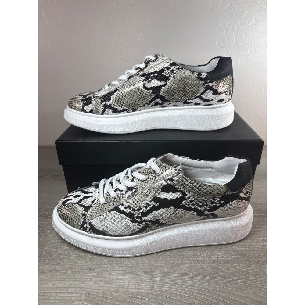 Ateliers Kolton Snakeskin Print Platform Sneakers Grey Black Low Top Trainers 39